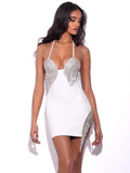 Sexy Hanging Neck Fashion Thin Tid Lysing Low Chest Thin Mini Bag With A Hip Bandage Dress Woman 68HZ