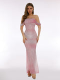 Women's Sexy Out-To-Shoulder Chest Clairvoyant Dress Dress Dress Dress Girl 68HZ