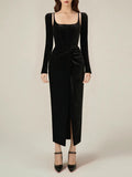 French Famous Style Dress Dress Woman 2025 New Temperament Square Design Pressure Folded Solid Color Dress Skirt 68HZ