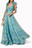 Women's New Sling Cotton Print Long Dress 68HZ