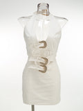 New Sexy Hollow Hanging Back Hanging Neck Dress Metal Decorative Temperament Dress Skirt Skirt Skirt 68HZ