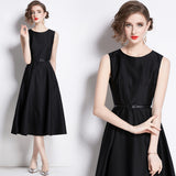 Summer New French Temperament Light Style Light Wind To The Waist Thin Fashion Long Sleeveless Dress 68HZ