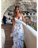 2024 Summer New Women's Fashion Print Lotus Leaf Dress Women 68HZ