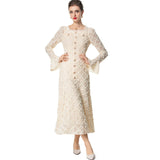 Heavy Industry Three-Dimensional Plate Flower Collar Horn Long-Sleeved Retro Princess Dress Dress Women's New Spring And Summer 2025 68HZ