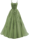 Evening Dress Women 2025 Fine Shoulder Prom Neat Long Tulle Lace Sticker Girl Party Ball Dress Summer 68HZ
