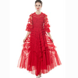 Po Point Lotle Side Trumpet Horn Sleeve Princess Wind Dark Purple Long Dress Dress Dress Stand Spring And Summer Women New 2025 68HZ