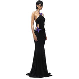 Vietnamese Niche Butterflies Hanging Neck Hollow Dress With Bare Back Thin Fishtail Dress Long Dress Beach 68HZ