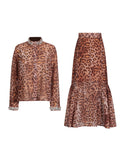 Yujie Style Suit Woman 2025 New Design Textured Shirt Top + High-Waisted Fish Tail Half-Dress 68HZ