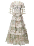 Spring/Summer 2024 New Short Sleeves Vintage Printed Yarn Ear Printed Dress Dress Dress 68HZ