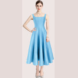 French Hepburnian Niche Temperament Retro Sling With Large Hem Pendulum Sling Dress Fluffy Dress Dress 68HZ