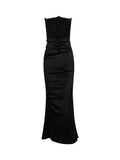Sexy Women's New Bosom Granite Embossed Long Dress High-End Velvet Dress Black Ass Evening Dress 68HZ