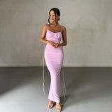 High-End Women's Sexy Dress Sexy Folded Dress Evening Dress Sleeveless Sling Dress Dress Dress Girl 68HZ