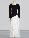 Elegance Elegant Style Slimy Dress 2025 New Irregular Pressure Folding Design Long-Sleeved Dress Woman 68HZ