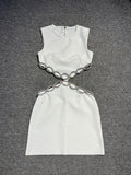 High-End Female Hip Sexy Dew Back Empty Diamond Sleeveless Bandet Party Dress Party Dress 68HZ