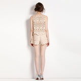 Shanghang Knitted Knitted Vest Women's Korean Version Of Loose Tuk Tuk Tat + Babes Shorts Two Sets 68HZ