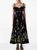 Spring/Summer 2024 New Sling Bow Retro Lemon Sicilian Style Black Dress 68HZ