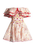 Spring 2025 New High-End Feeling Shoulder Lotus Leaf Embroidery Waist Thin Holiday Dress Dress Dress Dress Woman 68HZ