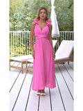 2024 New Summer Sexy Sleeveless Solid Color Strapped With 100-Folded Dress Dress Woman 68HZ