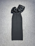 Women's Sexy Temperament Slant Shoulders Irregular Thin Open Fork Dress Elegant Banded Evening Dress 68HZ