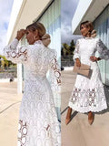 2024 Women's New French Lace Collar Bubble Bubble Sleeve Dress Temperament To Show Skinny Dress 68HZ