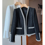 Smell Small Fragrant Wind! Heavy Industry Nails Fashion Temperament Cane Coarse Flowers Commuting OL Hair Blazer Woman 68HZ