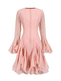 Vietnam's Niche Temperament 2025 Spring New Fashion Lotus Leaf Side Design Waist Thin Horn Sleeve Dress Woman 68HZ