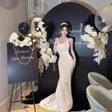 Evening Dress Hanging Neck Dress 2024 Spring And Autumn New High-End Famous Birthday Banquet Heavy Industry Fish Tail Dress 68HZ