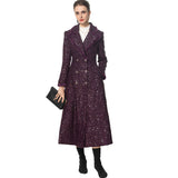 Heavy Industry Wool Long-Sleeved Sleeves Clame Collar Fashion Double Buckle Purple Coat Woman New Spring And Autumn 2025 68HZ