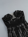 Autumn And Winter New Sexy Hottie Dress Body Squint Flowers Ass Banquet Breast-Scaring Dress 68HZ