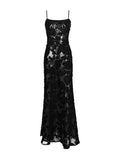 Women's New Sexy Dress Black Perspective Sling Skirt Sexy Bareback Dress Dress Evening Dress 68HZ