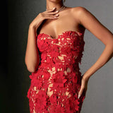 2024 New Female-Sense Summer Breast-Wear Lace Banquet Women's Long Evening Dress Dress 68HZ