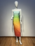 2025 New Breast-Meared Rainbow Gradient Color Photo Dating Travel To Take Photos Graduation Season Dress Famous Evening Dress 68HZ