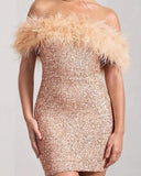 Fashion New Women's Breast-Buffed But Hip Dress Famous Feather Lytherin Party Dress 68HZ