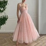 Pink Evening Dress 2025 New Summer Fine Shoulder Belt Mid-Long Ball Dress Birthday Long Wedding Party Dress 68HZ