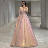 Toasting Dress Bride 2025 New Net Yarn Thin Annual Banquet Host Mermaid Shoulder Evening Dress Woman 68HZ