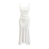 White Dingy U Tie Dress Femininity Design Fishtail Long Dress Dress Dress Dress 68HZ