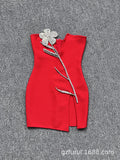 New Light Luxury Heavy Industry Deep V Brush With Bra Banding Dress Sexy Fork And Shoulderless Skirt 68HZ