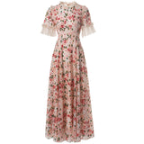 Heavy Industry Color Liede Embroidery Round-Neck Princess Style Long-Sleeve Dresses Summer New 2024 68HZ