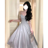 Diamond Chain Ding Noodles With Dress Women's New Waist Display Lanky Dress Sweet Style Banquet Dress Dress Dress Dress 68HZ