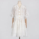 Holiday Wind 2025 Spring New Temperament Small Ribbon Embroidered Lace Shirt + Women's Dress 68HZ