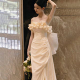 Korean-Style Light Wedding Dress 2024 New High-End Small And Small Mori Is Super Fairy Yarn Bosom Princess Style Engagement Dress 68HZ