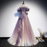 Purple Evening Dress 2025 New Summer Women's Elegance Elegance Long Chorus Performance Dress 68HZ