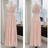 Temperament Sexy Hanging Neck Dress Girl Summer Pink Birthday Dress Seaside Holiday Dress Fairy 68HZ