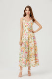 French Court Wind Shattered Flowers Hanging Dress Women's Summer Net Yarn Hollow Waist Design Chic Dress 68HZ