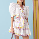 French High-End Dress Women 2025 Summer New Fashion Splicing Strap To Collect Waist Thin Short Skirt Super 68HZ