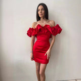 Dress 2024 Summer Women's Clothing Lotus Side Sexy Oblique Shoulder High-End Temperament Dress Dress Dress 68HZ