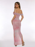 Women's Sexy Out-To-Shoulder Chest Clairvoyant Dress Dress Dress Dress Girl 68HZ