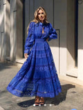 Vintage Dress Dress Autumn Women's Hollow Lace Slimmed Retro Style 68HZ