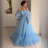 Spring 2024 New Women's Shoulder Mesh Yarn Long-Sleeved Wedding Dress Dress New 68HZ