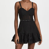 Spring 2025 New Heavy Industry Embroidery Sexy Sling Skirt Splicing Lotus Leaves Side To The Waist Thin Dress Woman 68HZ